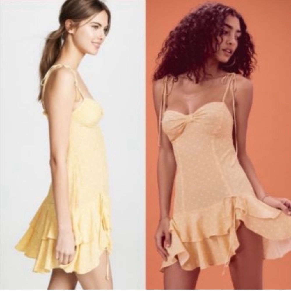 For Love And Lemons Yellow Ruffle Dress